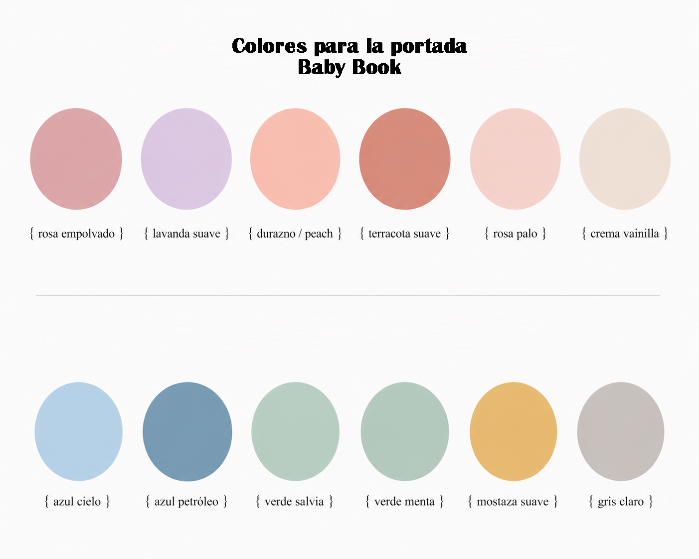 Colores disponibles para portada Baby Book